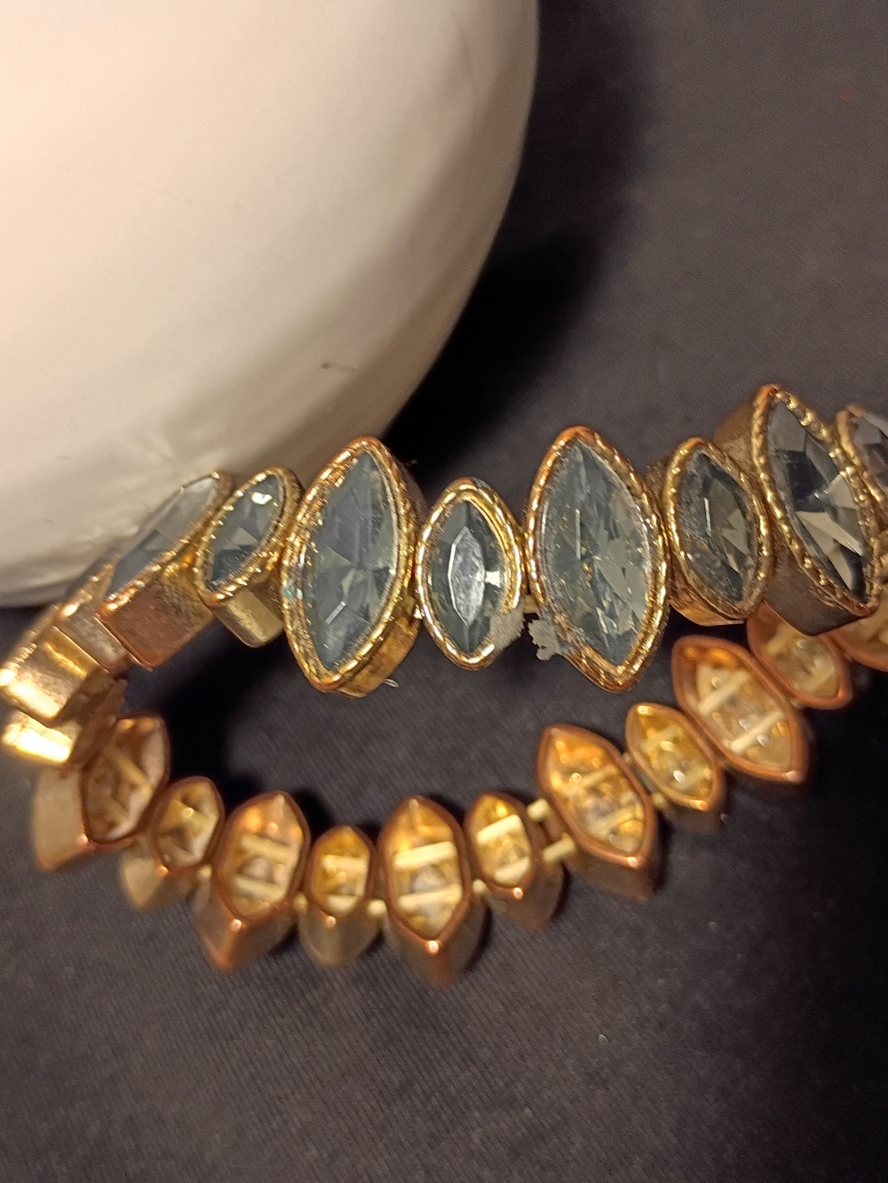 Gold-Tone Stretch Bracelet with Gray Marquise Crystals